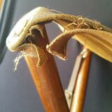 Wooden and leather folding stool