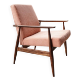 Vintage salmon red armchair, modern design by H.Lis