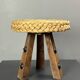 Midcentury braided rope tripod stool in the style of Audoux & Minet, 1950s