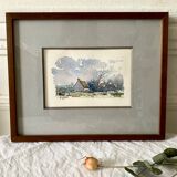 Small watercolor painting landscape Brittany Arzon signed