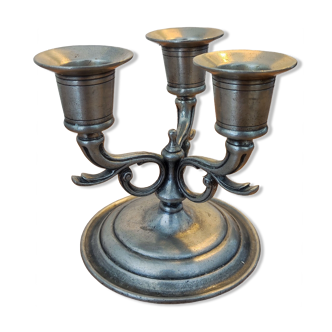 Candle holder three pewter lights