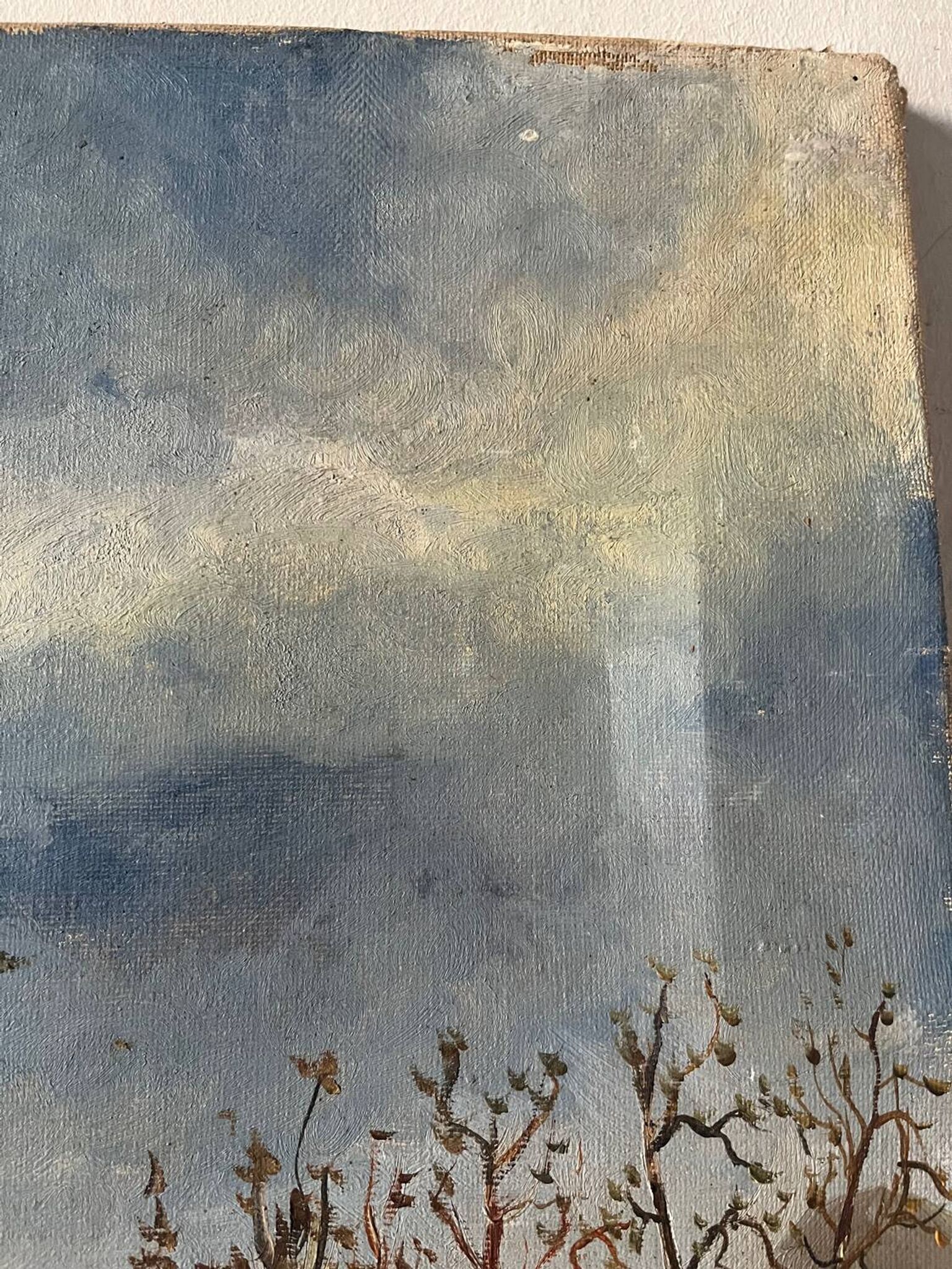 Paysage de printemps avec arbre, signé
