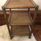 Cane and bamboo side table