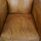 Set of 2 Large Vintage Sheepskin Leather Armchairs
