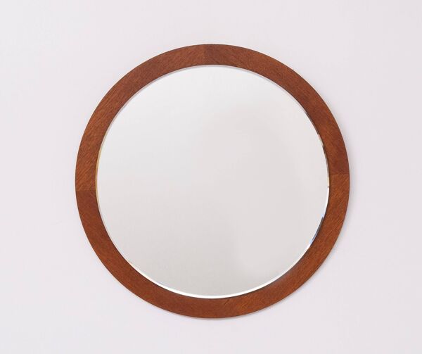 Miroir mural rond en teck des années 1960, Hollande