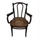 Thonet armchair stamped with curved wooden armrests and caning from the 19th century.