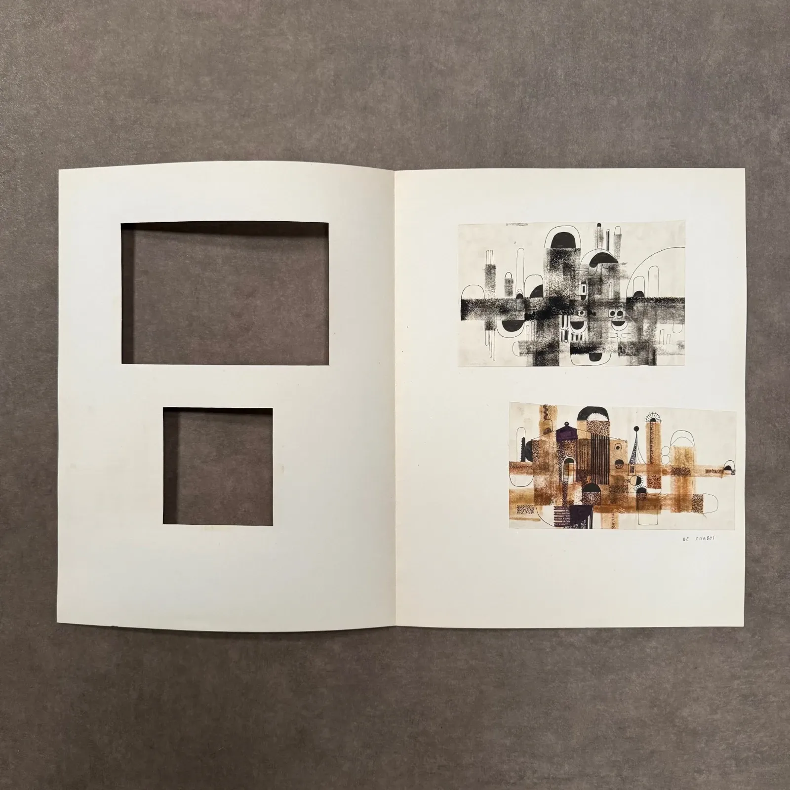 Modern composition drawing 1970 by François de Chabot