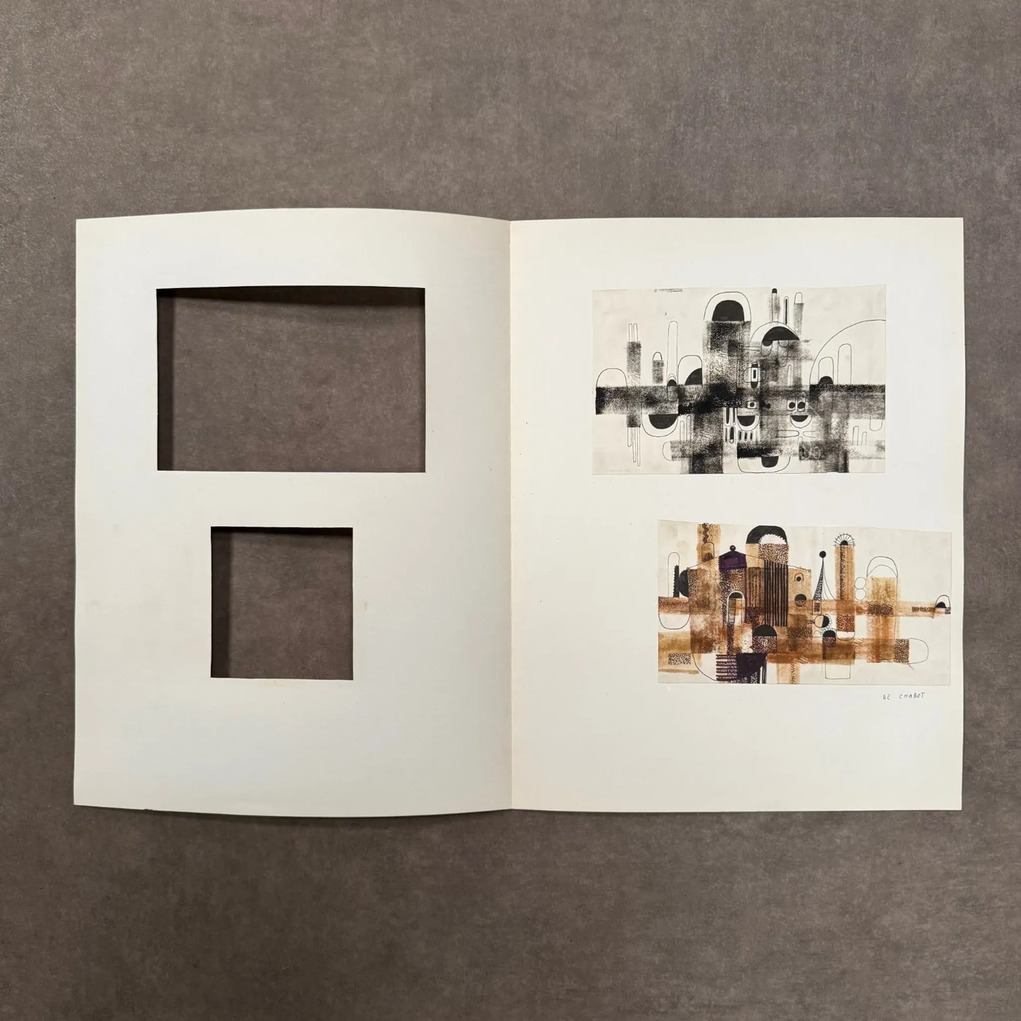 Dessin composition moderne 1970 par François de Chabot