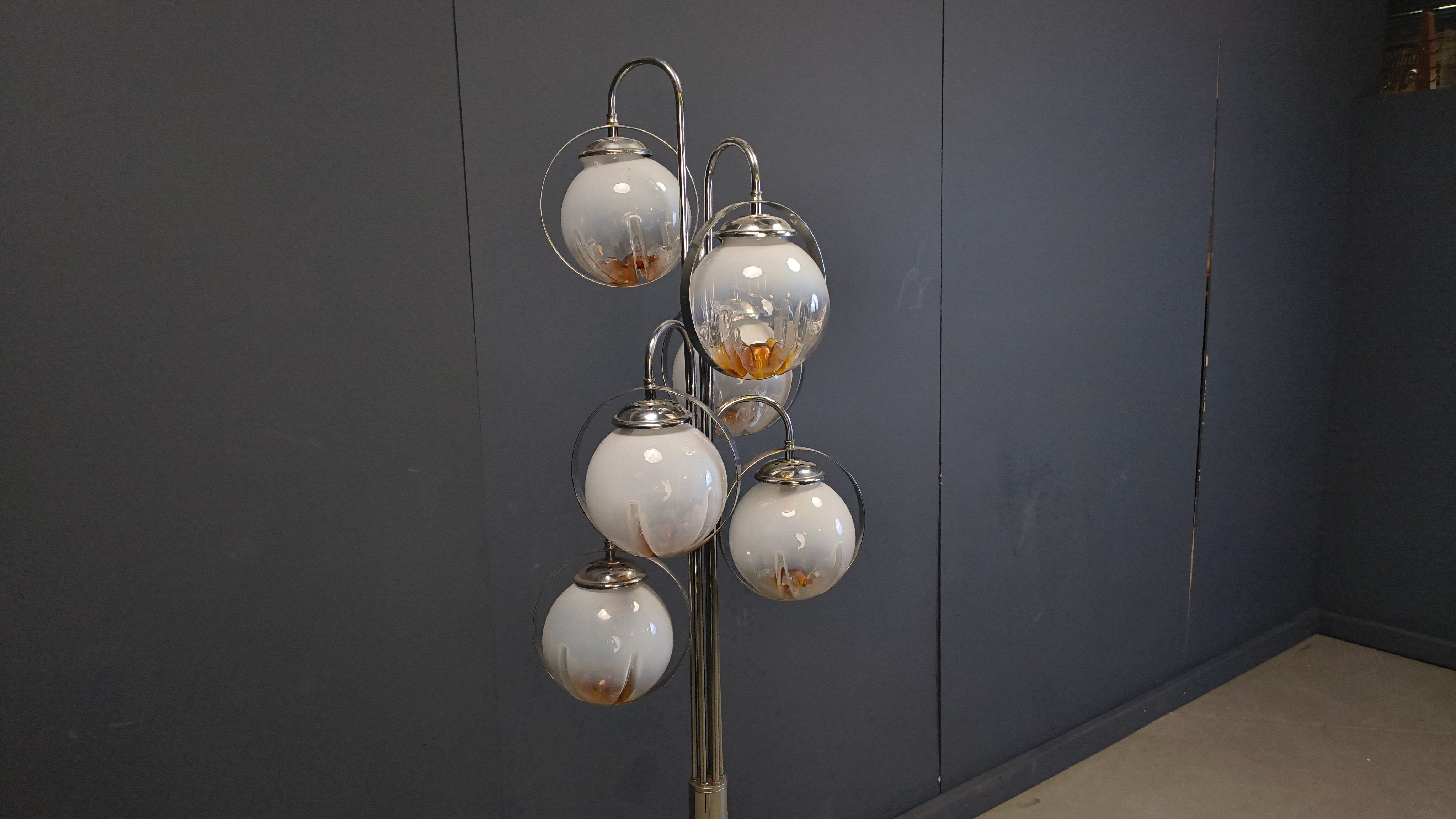 Vintage Murano glass floor lamp by Mazzega, 1970s