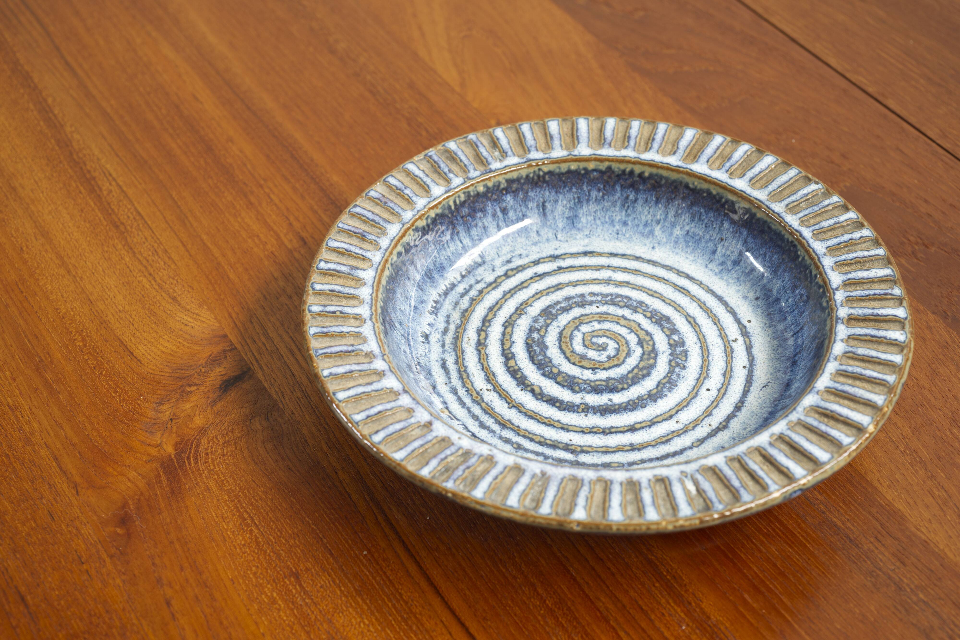Blue Ceramic Dish Maria Philippi and Einar Johansen, Søholm, Denmark 1960s