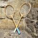 Set of two old wooden badminton rackets duet MWK