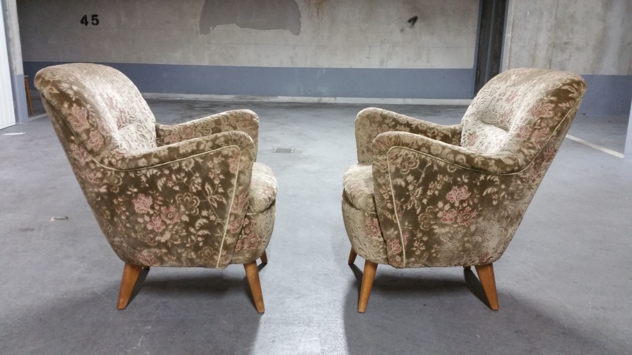 Pair of armchairs flower 50s