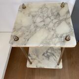 Marble and brass sofa pedestal table