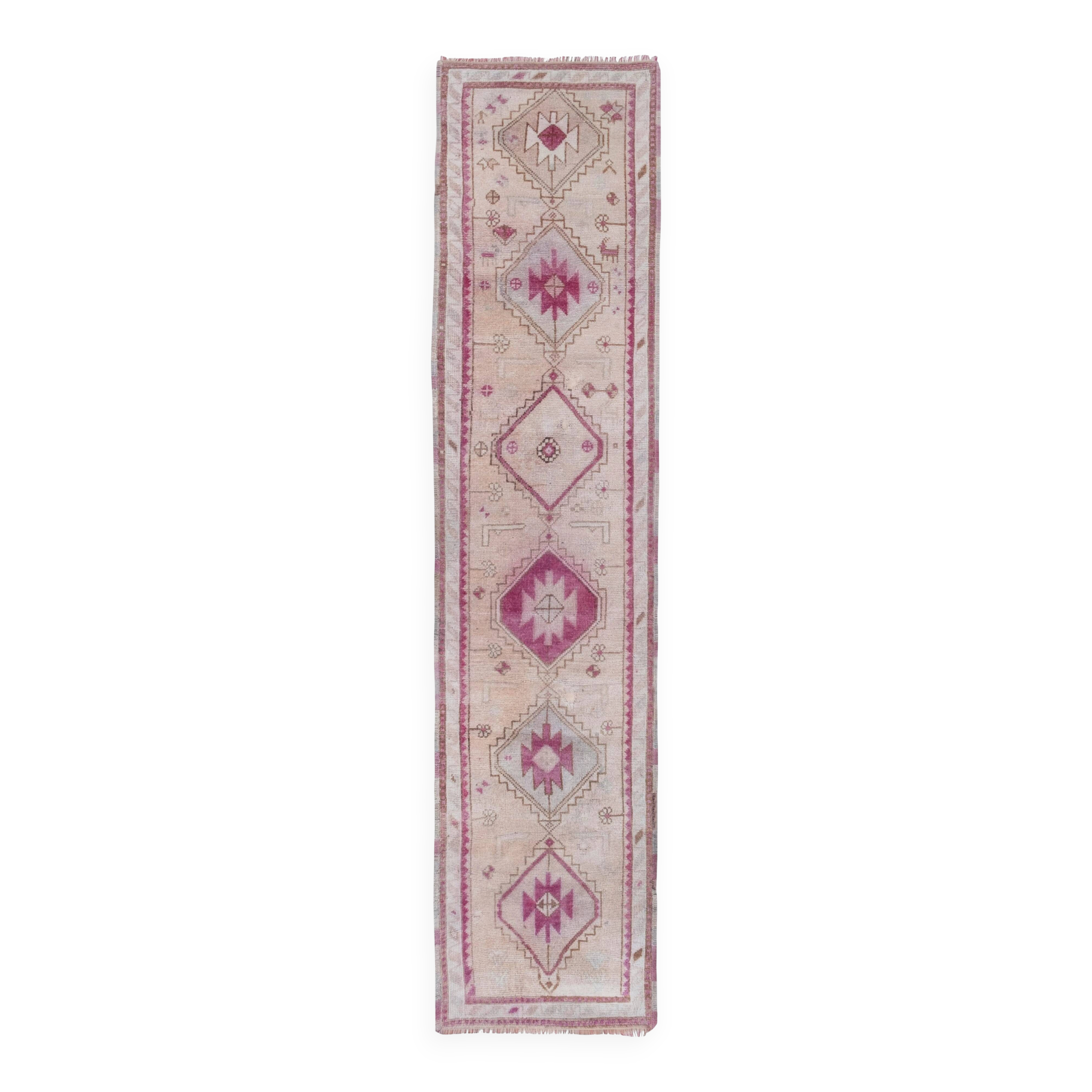 Vintage Turkish hallway rug 82x350 cm