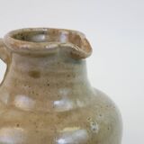 Flat jug in heavy beige stoneware