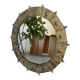 Brutalist round hammered gold metal mirror