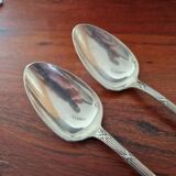 Christofle, Paris - Set of 2 table spoons - Crossed Ribbons model - in silver-plated metal