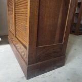Meuble classeur à rideaux double porte coulissante ancien 1950