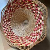 Red rattan and raffia lampshade