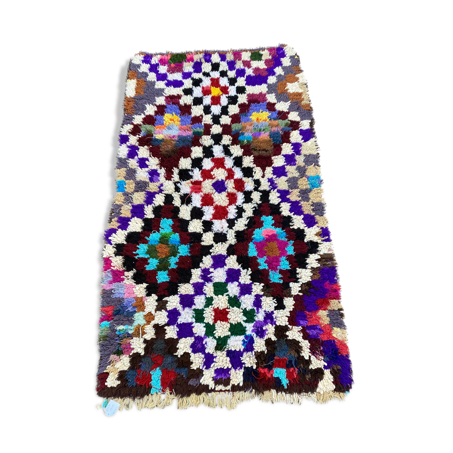 Azilal vintage wool and handmade cotton rug 90x160 cm