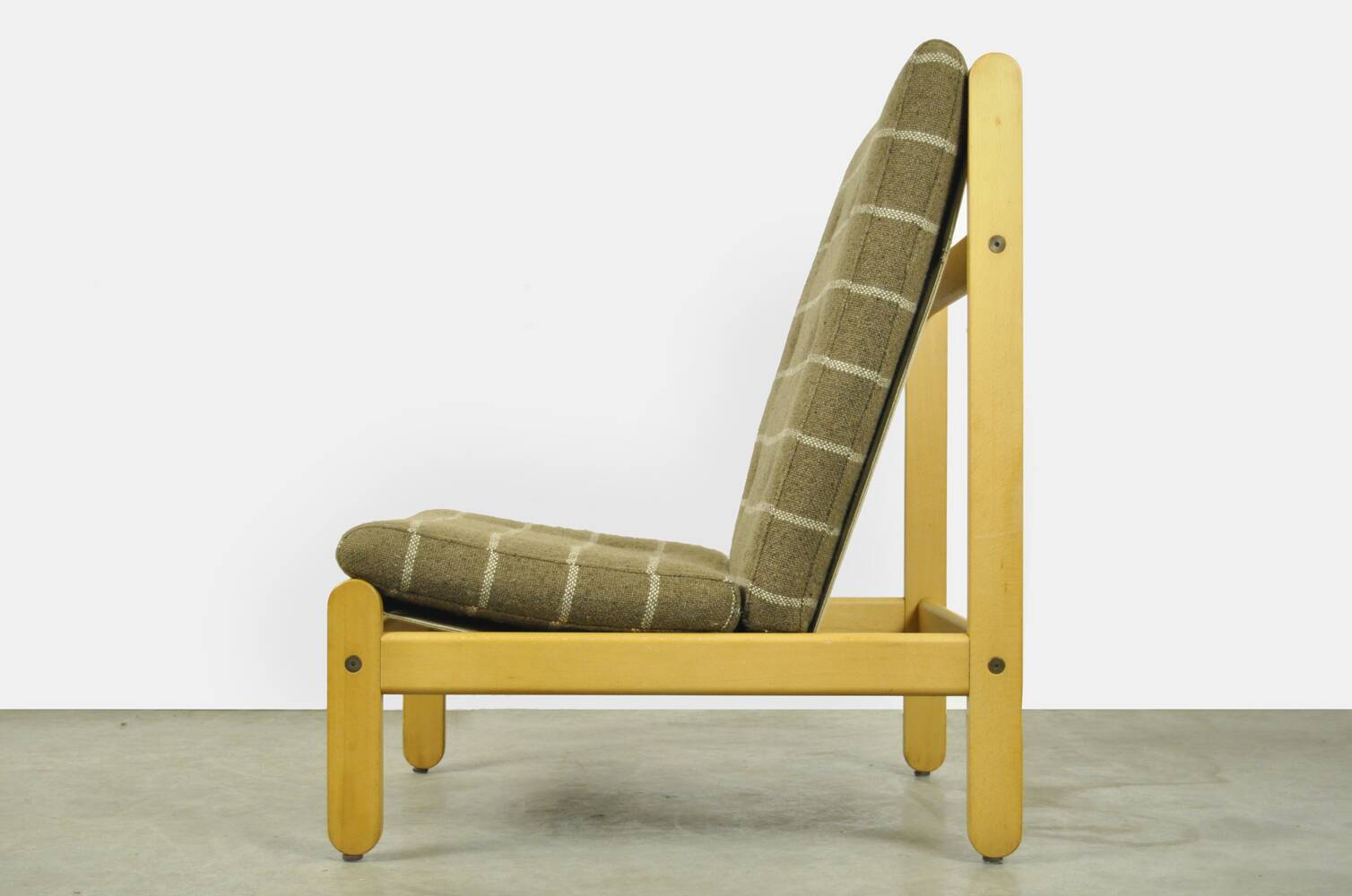 🟡 Vintage oak lounge chair with wool upholstery / Denmark 1960s