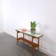 Vintage houten side table met mintgroen formica blad