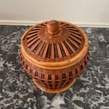 Pot with braided bamboo lid