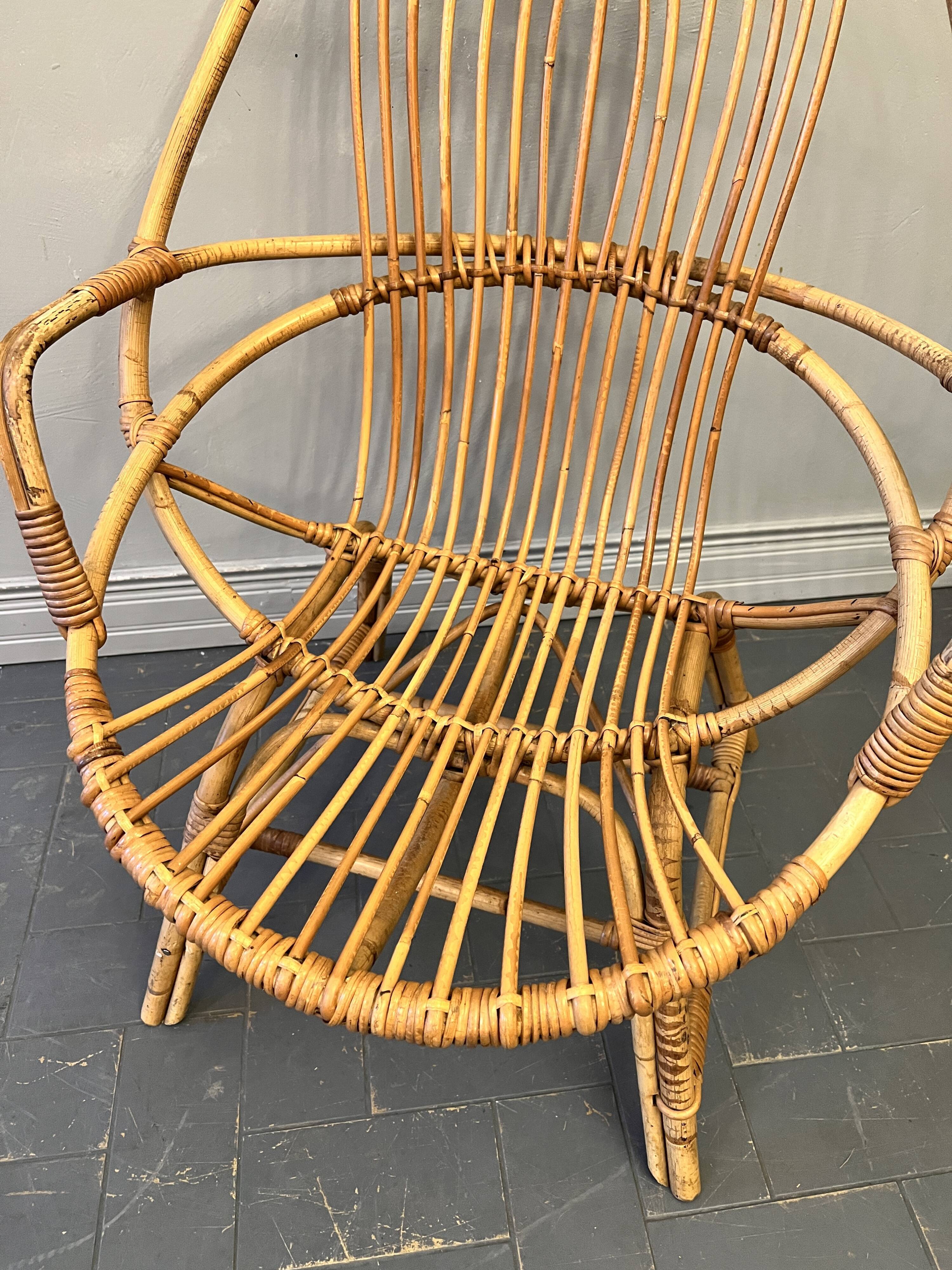 Fauteuil en rotin vintage