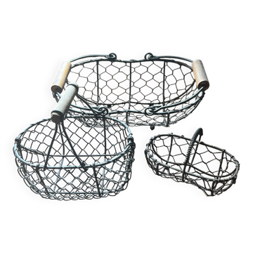 3 petits paniers à coquillages