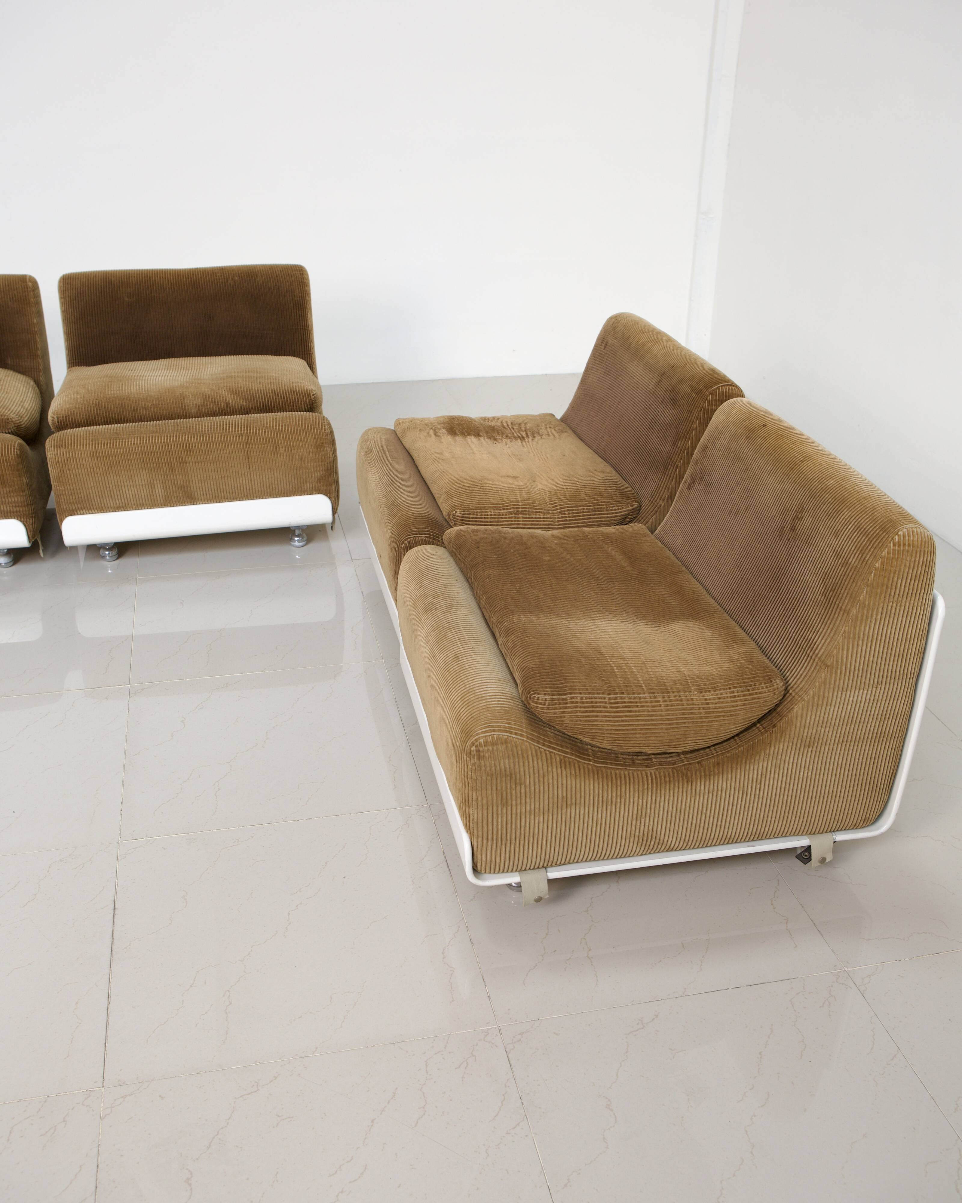 Set of 4 "Orbis" velvet armchairs by Luigi Colani for Colani