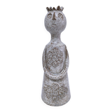 ceramic candle holder with crowned head signed P