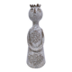 ceramic candle holder with crowned head signed P