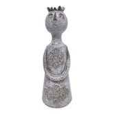 ceramic candle holder with crowned head signed P