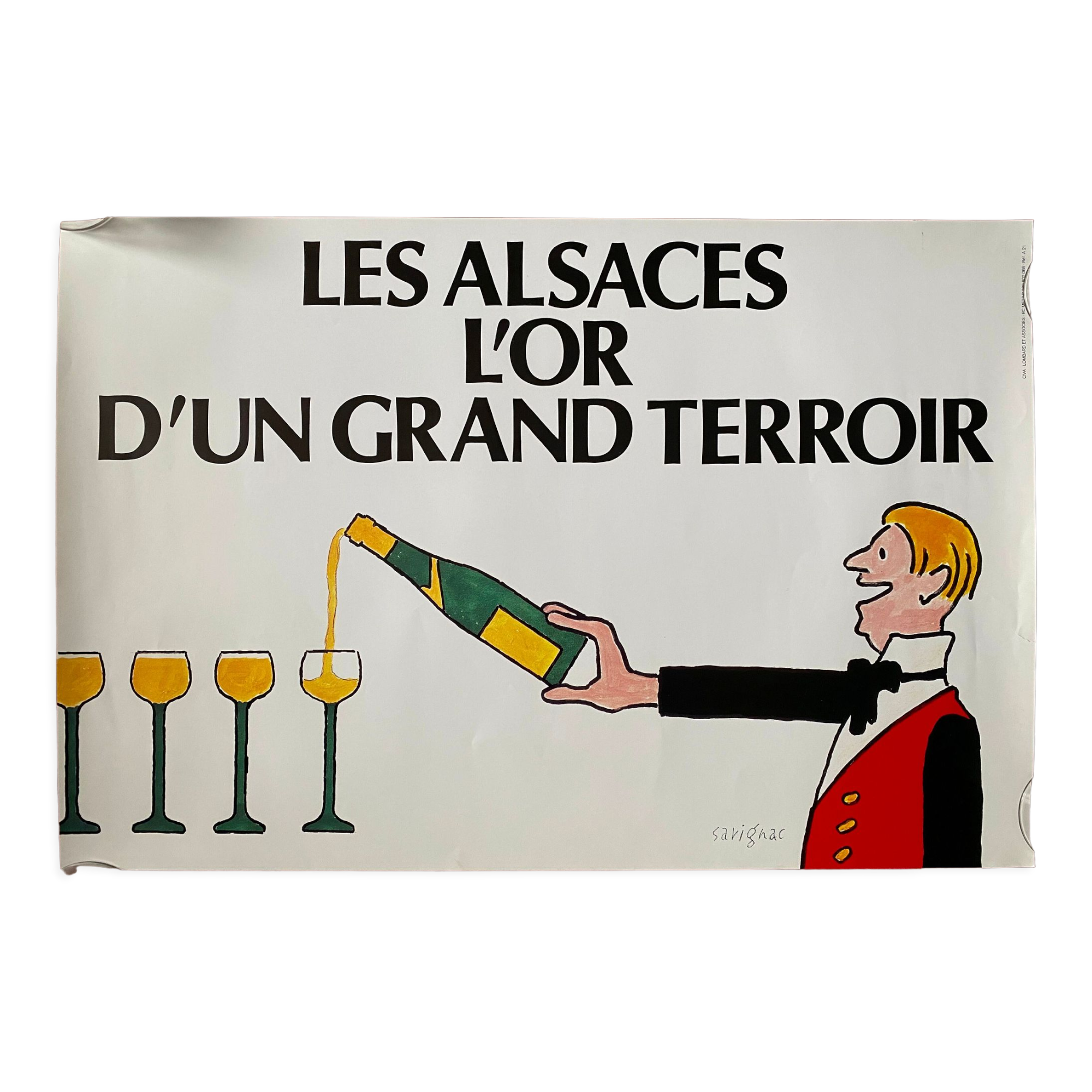 Original poster "Les Alsaces l'or d'un grand terroir" Wine, Oenology, Savignac 40x60cm 1990