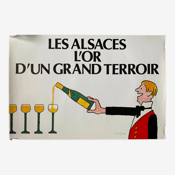 Affiche originale "Les Alsaces l'or d'un grand terroir" Vin, Oenologie, Savignac 40x60cm 1990