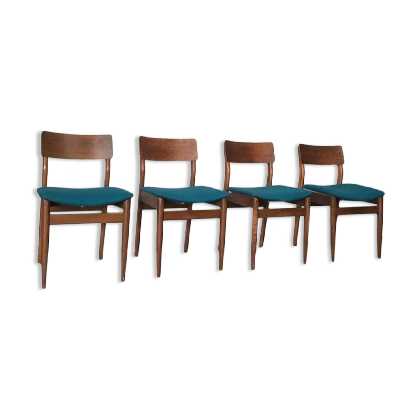 Scandinavian teak and duck blue chairs