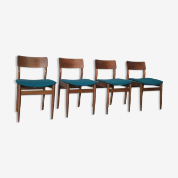 Chaises scandinaves teck et bleu canard