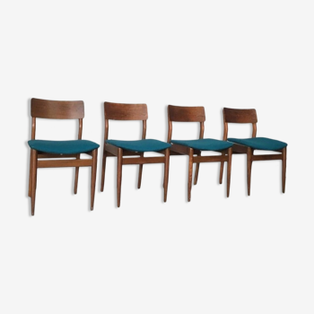 Scandinavian teak and duck blue chairs