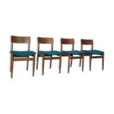 Chaises scandinaves teck et bleu canard