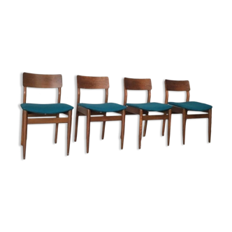 Scandinavian teak and duck blue chairs