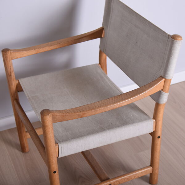 Fauteuil en toile et chêne de Ditte & Adrian Heath, années 1960