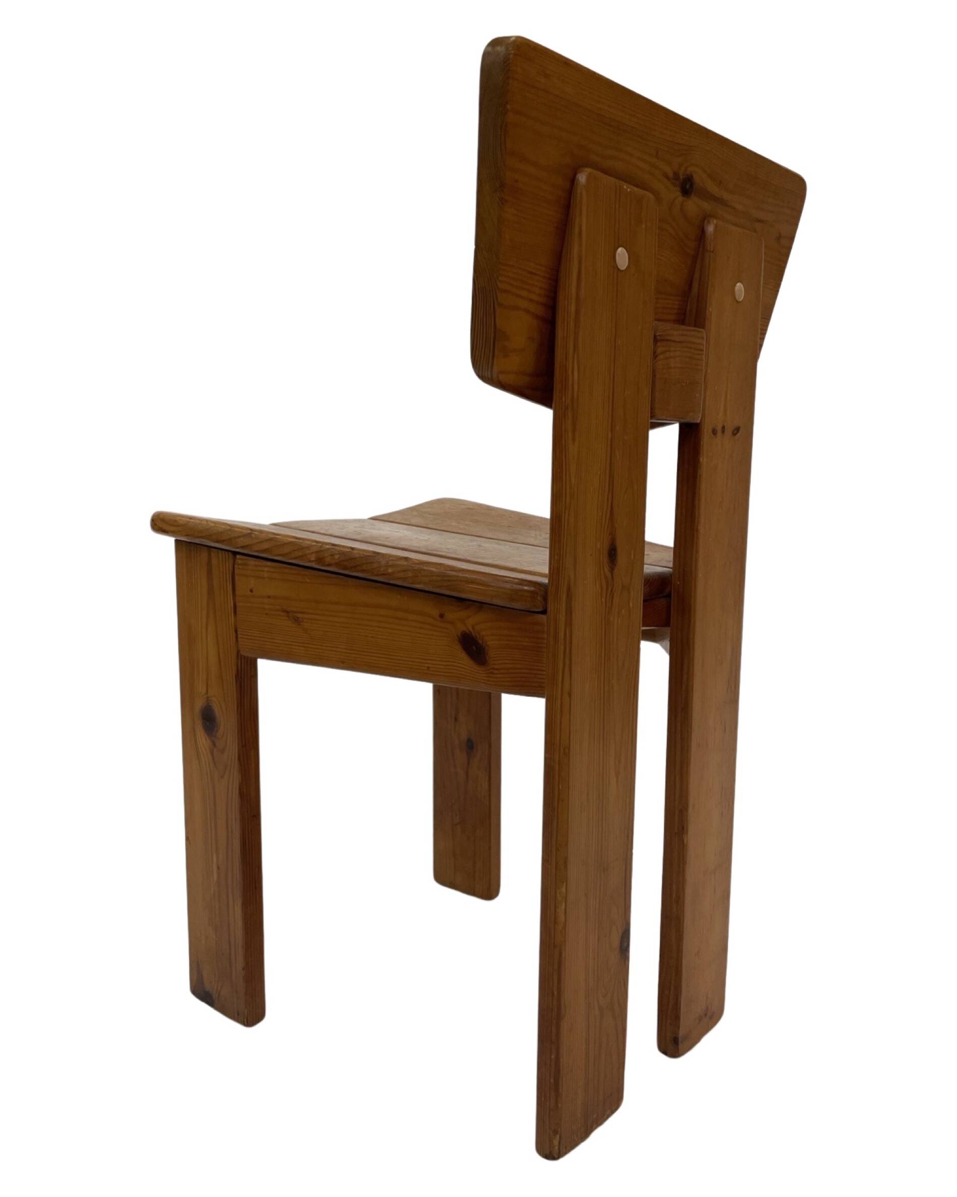 Vintage Brutalist Pine Chair 1970s Minimalist Wood Design