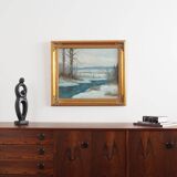 Painting „The Winter Brook”, Scandinavian design, 1970s