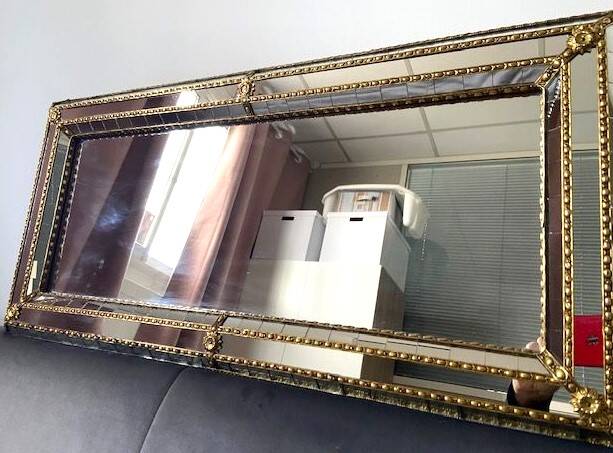 Old Faceted Beaded Mirror Venetian Style Vintage Design 60s/70s