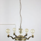 Vintage brass and glass chandelier, 40s