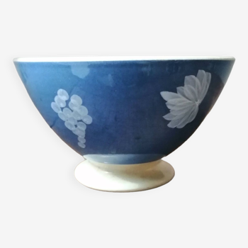 Old opaque blue sarreguemines bowl
