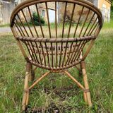 4 "shell" rattan armchairs 1960's