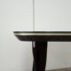 Mid-century mahogany dining table with aquamarine glass top