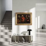 Peinture espagnole antique du XVIIe siècle, Christ et les disciples.