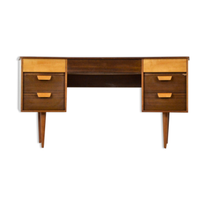 Bureau en noyer uniflex et hêtre du milieu du siècle conçu par Gunther Hoffstead